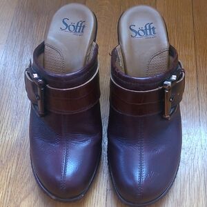 Söfft Brown Leather Mules with Buckle